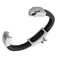 thumbnail image 2 of Stainless Steel Black Leather Silver-Tone Skull Knife Rose Men's Bracelet, 2 of 3
