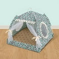thumbnail image 4 of Tvtnvo Pet Nest Foldable Semi Enclosed Yurt Pet Tent Dog House Removable Washable Mat Breathable Polyester for All Seasons Indoor Use for Small Dogs and Pets Easy To Store and Carry Green 14.6 in, 4 of 6