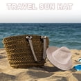 thumbnail image 4 of 56-58cm hat circumference female summer pearl straw hat sunscreen hat travel sun hat vacation beach wide-brimmed jazz hatpink, 4 of 5