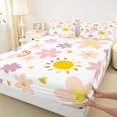 thumbnail image 3 of Homewish Kawaii Floral 4 Pieces Queen Sheet Sets For Preppy Kids Children Teens,Pink Purple Ultra Soft Flat Sheet,Chic Flowers Queen Fitted Sheet,Ultra Soft Home Decor, 3 of 7