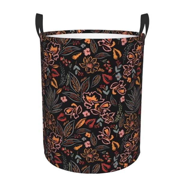 Fotbe Floral Cesto de Ropa con Asas, Cesto Impermeable de Gran Capacidad, Bolsa de Lavado para Dormitorio, Cesto de Ropa con Ruedas y Asas-Medium