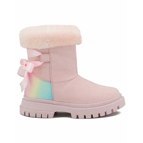 Bota Botín Bambino Para Niña Antiderrapante Moño Afelpada rosa 18