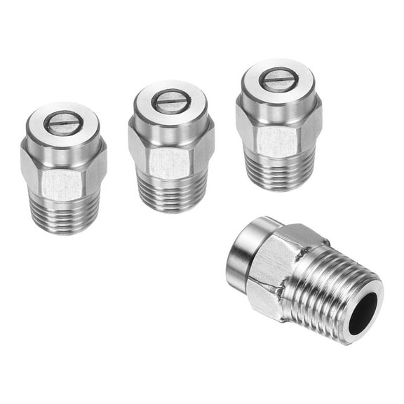 Uxcell 4pcs Surface Clean Tip 50 Degree 1/4 Inch NPT Male 0.977 Orifice 4000 PSI Stainless Steel Threaded Pressure Washer Spray Nozzles for Water gun Water Broom