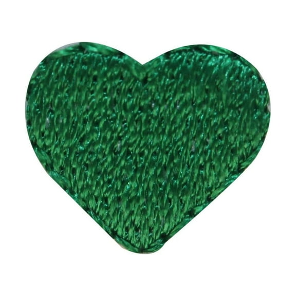 ID 3299G Lot of 4 Tiny Green Heart Patch Love Shape Embroidered Iron On Applique