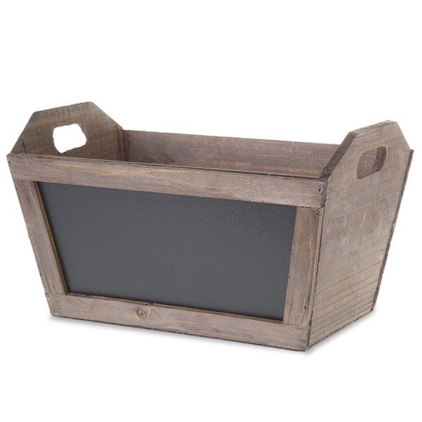 Rect Wooden Planter Basket with Chalkboard 11in