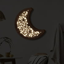 Hometravel Bohemian Wooden LED Night Light, Wall Hanging Decoration Pendant with Carved Design, Ambient Lighting for Room, Home Decor Accent
