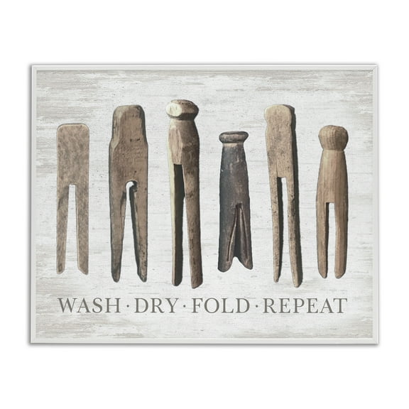 Rustic Laundry Phrase White Framed Giclee Art, 30 x 24, Made In USA