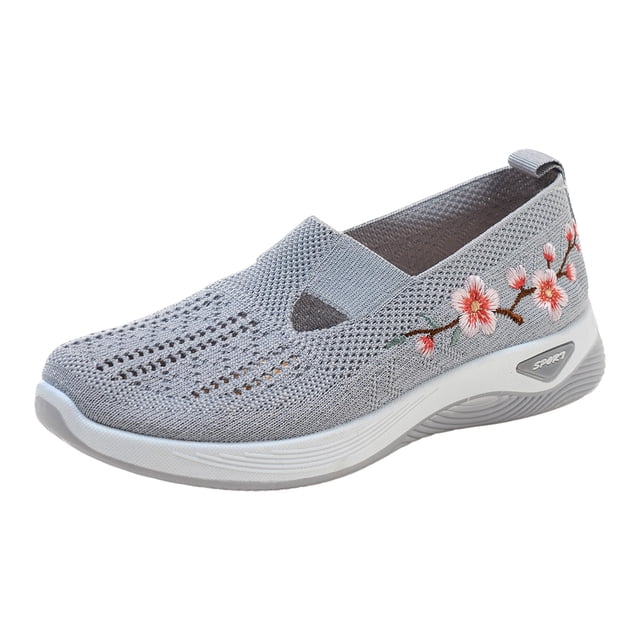 DXOUPM Chaussures à Enfiler pour Femmes en Maille Légères à Semelles Souples Espadrilles de Marche Vacances Sorties