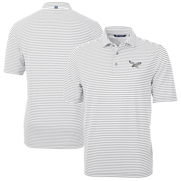Men's Cutter & Buck Gray Philadelphia Eagles Virtue Eco Pique Micro Stripe Recycled Polo