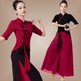 Square Dance Costume Cheongsam Classical Dance Rhyme Practice Suit Mesh