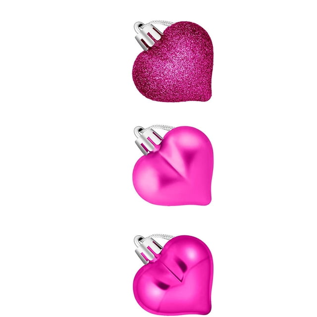 Adornos de guirnalda para árbol de Navidad, colgante pequeño, regalo de San Valentín, 4,5 cm, forma de corazón de amor galvanizado, bola de color