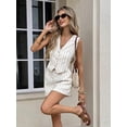 thumbnail image 4 of Women's Pinstripe Button Vest and Shorts Set, Sleeveless Tailored Summer Outfit, 4 of 6