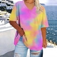 thumbnail image 3 of cocolona Oversized Tshirts for Women Summer Plus Size V-Neck Short Sleeve Tie Dye Tops Base Tees Casual Trendy Blouses, 3 of 4