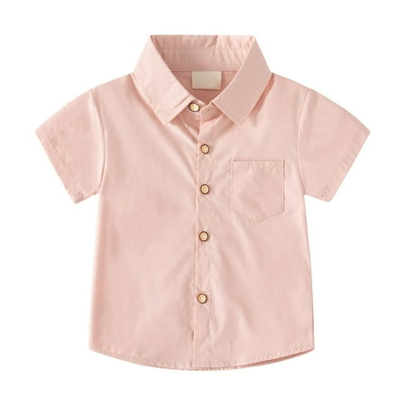 

BJUTIR Boys Tshirts Kids Tops Solid Color Short Sleeve Button Down Shirt With Pockets For 2 To 8 Years Old Multi Color Optional