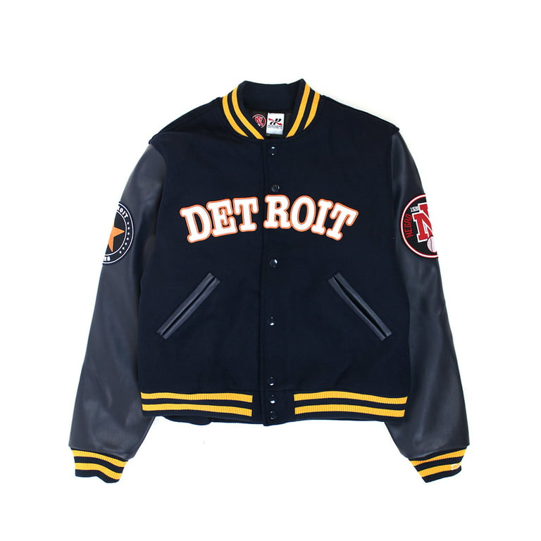 Headgear Athletic Men's Detroit Stars Negro League Varsity Reversible  Jacket Navy Dark Blue 