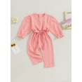 thumbnail image 2 of Bagilaanoe Newborn Baby Girl Fall Jumpsuit Textured Long Sleeve Bodysuit with Belt 3M 6M 9M 12M 18M Infant Fall One Piece Romper, 2 of 8