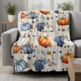 thumbnail image 2 of Fall Pumpkin Throw Blanket for Couch,Lightweight Flannel Fleece Blanket,Thanksgiving Autumn Daisy Rustic Leaves Beige Microfiber Plush All Season Decorative Blankets for Sofa Office Travel 40"x50", 2 of 9