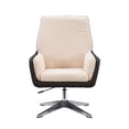 thumbnail image 3 of Linon Vivian Chaise Pivotante Réglable en Métal en Sherpa Naturel/cuir Synthétique Brun, 3 of 19