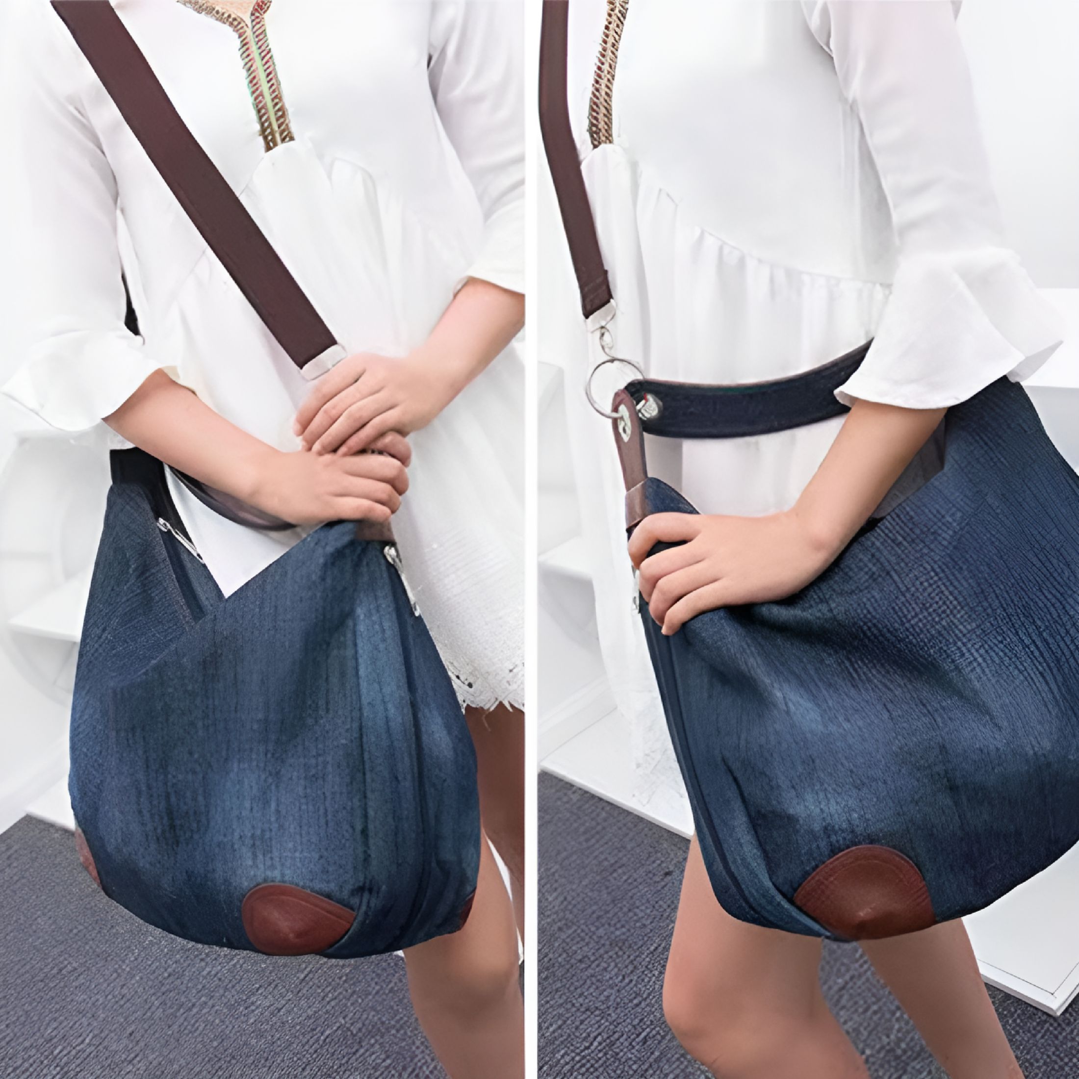 GASTROPOD Women'S 95% Cotton Geometric Casual Luxury Denim Handbag Denim Purses for Women