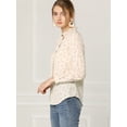 thumbnail image 4 of Allegra K Blusa Floral De Manga Larga Con Lunares Y Escote Con Volantes Para Mujer Beige L, 4 of 6
