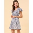 thumbnail image 2 of INSPIRE CHIC Junior's Square Neck Ruffled Sleeve Pleated Front A-Line Dress, 2 of 6