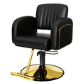 thumbnail image 5 of Baasha Premium Black and Gold Hair Salon Chair, Comfortable Stylist Chair with Memory Sponge, 360° Swivel, Steel Frame, Weight Capacity Up to 440 lbs, 5 of 8