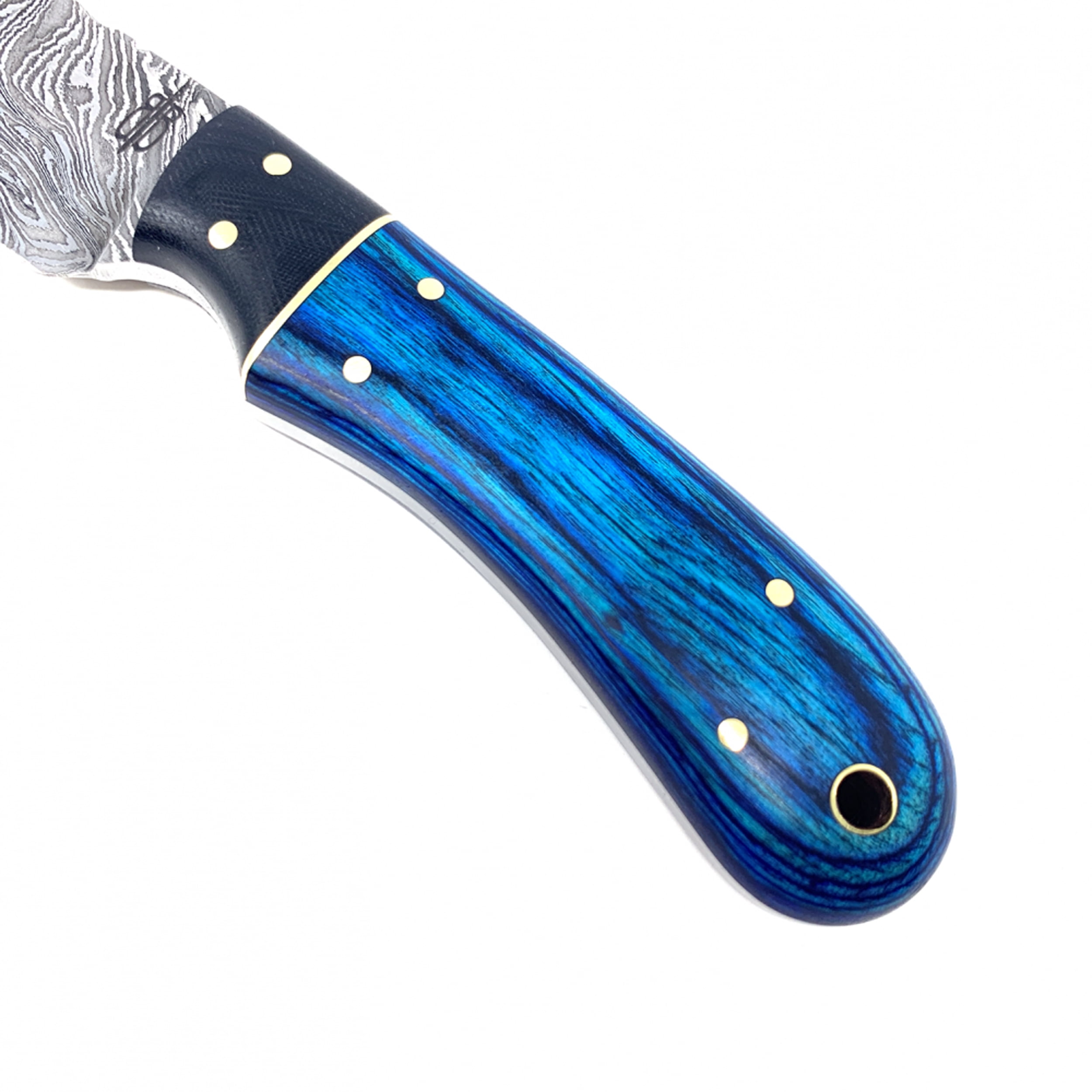 BucknBear Custom Handmade Fixed Blade Damascus Hunting Knife with Leather Sheath - Drop Point Utility (Maple Burl Handle)