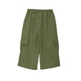 thumbnail image 5 of Lenpel Girls Boys' Cargo Shorts Elastic Waist Drawstring Pull on Outdoor Hiking Capri Pants Lightweight Casual Long Shorts with Pockets, 5 of 6