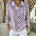 thumbnail image 4 of Womens Button Up Cardigan Sweaters Chunky Knit Long Sleeve Lapel Collared Tops Fall Winter Fashion Soft Warm Clothes Outfits Daily Travel Wear, 4 of 5