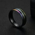 thumbnail image 4 of 8mm Blue Rainbow Stainless Steel Band Men Women Fashion Anniversary Ring Sz 6-13, 4 of 4
