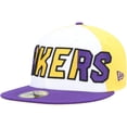 thumbnail image 3 of Men's New Era  White/Purple Los Angeles Lakers Back Half 9FIFTY Fitted Hat, 3 of 6