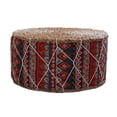 thumbnail image 2 of Coussin de Sol en Paille Fait Main pour Méditation Tabouret Pouf Bohemia Rouge, 2 of 8