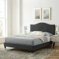 thumbnail image 2 of Tufted Platform Bed Frame, King Size, Velvet, Dark Grey Gray, Modern Contemporary Urban Design, Bedroom Master Guest Suite, 2 of 10