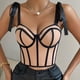 thumbnail image 4 of Blusa sin mangas con tirantes y empalme para mujer, blusa de poliéster para mujer, 4 of 9
