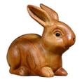 thumbnail image 4 of Rabbit Decor Wood Craft Rabbit Ornament for Desktop Decor Chocolate Wood, 4 of 5