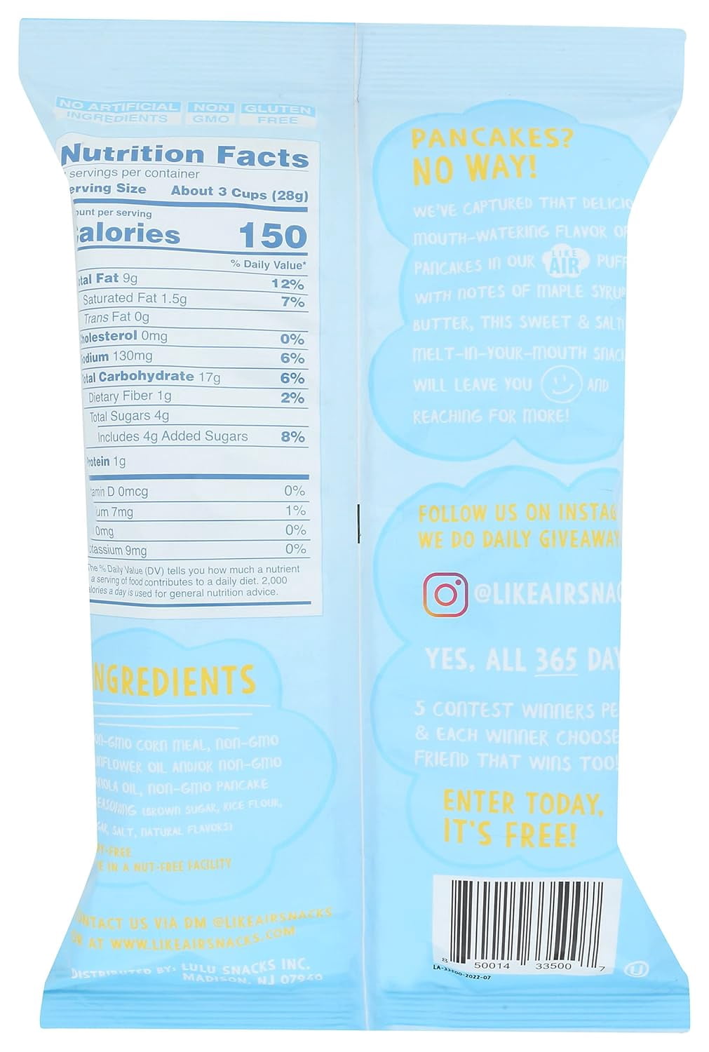 Like Air - Puffcorn Baked Pancake - Case of 12-4 OZ