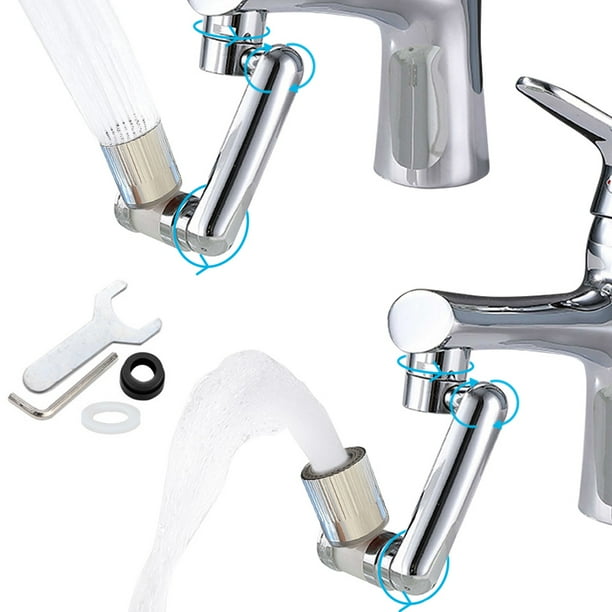 Extensor de grifo giratorio universal, paquete de 2, extensor de grifo giratorio de 1080 grados para fregadero de cocina, baño, con 2 modos de salida de agua, brazo robótico, adaptador de grifo con bo