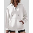 thumbnail image 4 of Sudadera con Capucha y Cremallera para Mujer, de Larga, Informal, con Capucha Crudo L, 4 of 8