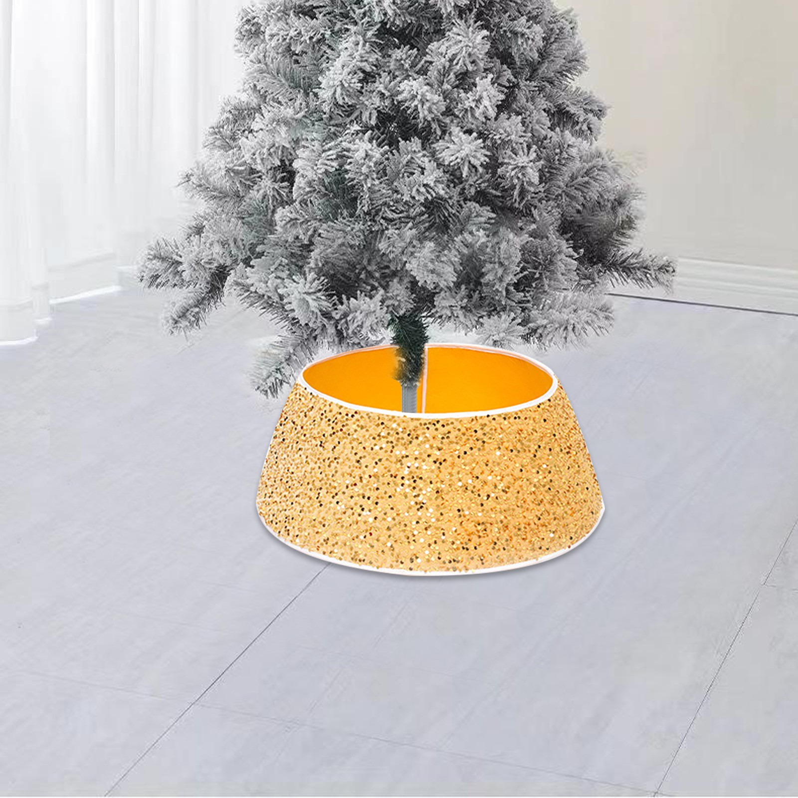 Cache-pieds De Sapin En Peluche Blanche à Rayures Texturées - Décoration Bohème Pour Petits Sapins Artificiels, Intérieur Et Extérieur