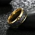 thumbnail image 2 of Tioneer Tungsten Carbide Two-Tone Black Hammered Center Black or Yellow Gold IP Wedding Band Ring Mens Womens 8mm w/ Free Engraving, 2 of 7