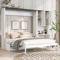 thumbnail image 3 of Space-Saving Queen Murphy Bed with Sofa, Desk & Storage Cabinet | Modern White Wood & MDF Foldable Wall Bed for Studio Apartments, Home Office, 3 of 20
