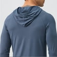 thumbnail image 6 of ZCFZJW Athletic Hoodie Tops for Men Lightweight Casual Solid Color Long Sleeve Hooded Pullover Sweatshirts Loose Regular Fit Sports Fitness Tees Shirt with Pockets Dark Blue XL, 6 of 9