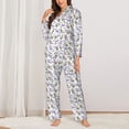 thumbnail image 2 of Xecao Monkey Submarine Captain Print Women Pajamas Set Soft Sleepwear Pjs long Sleeve Button Down Nightwear with Long Pants, 2 of 6