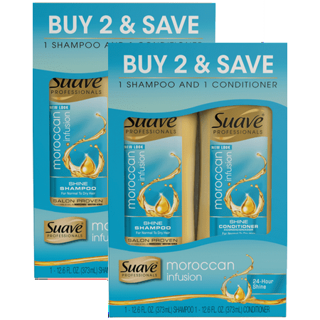 (2 pack) Suave Moroccan Infusion Shine Shampoo and Conditioner with Argan Oil, 12.6 oz, 2 (Best Shampoo And Conditioner For Shine And Volume)