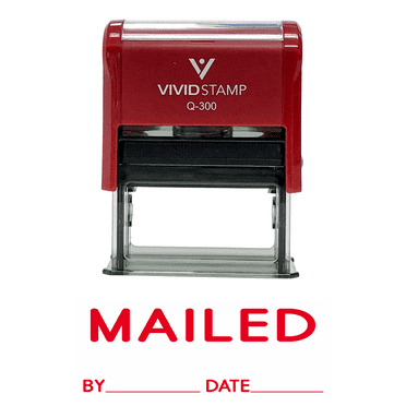 Vivid Stamp Mailed With By Date Line Self Inking Rubber Stamp (Blue Ink) - Large