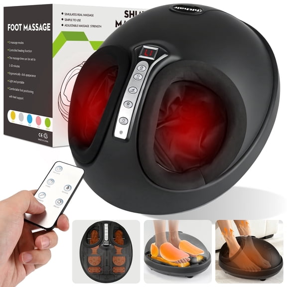 Hlthair Shiatsu Foot Massager with Heat, Rolling, Deep Kneading, Electric Foot Massager for Pain Relief & Circulation, Plantar Fasciitis, Rolling & Air Pressure, Multi Massage Modes, Auto Shut-Off Ti
