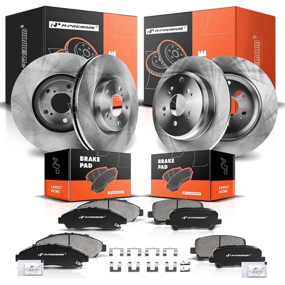A-Premium Front Vented & Rear Solid Disc Brake Rotors   Ceramic Pads Kit Compatible with Honda and Acura Models - Pilot 2009-2015, MDX 2007-2013, ZDX 2010-2013, 12-PC Set