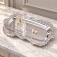 thumbnail image 5 of Vintage Metal Serving Tray for Jewelry, Dessert, Embossed Rectangle Vanity Decor Tray, Versatile Serving Tray For Home Wedding Display Table & Birthday Party (4.84x7.87", Silver-1Pc), 5 of 6