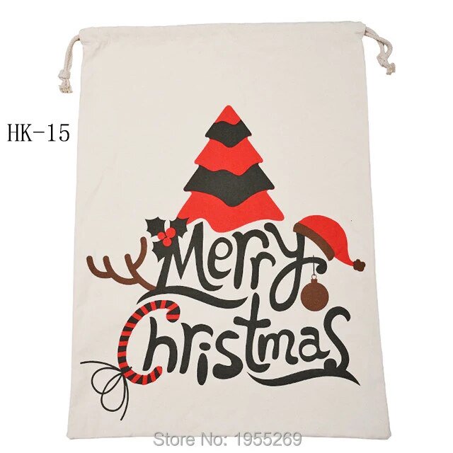 Bolsa de Papá Noel de lona con cordón para niños y niñas, bolsa de almacenamiento de juguetes de dulces, regalos de Navidad, 50x70cm, 1 unidad