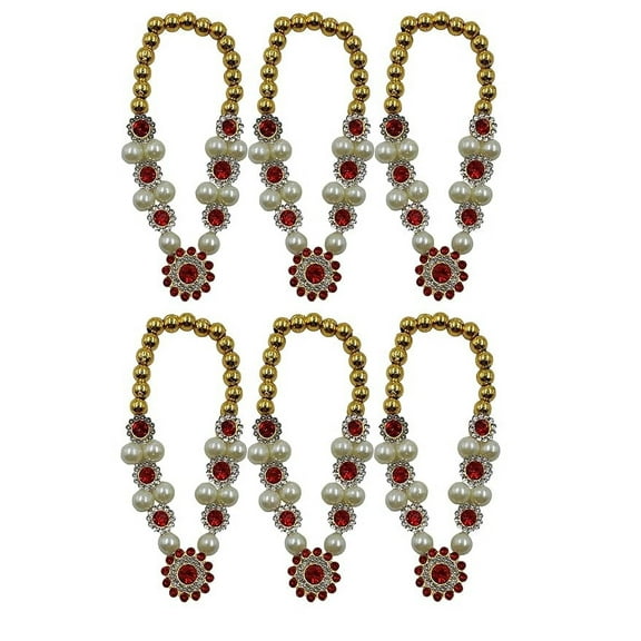 Jarkan Small Mala for God Idols and Statues, Pooja Haar Mala for Idols Murti Mala for Car Dashboard Figurine, Red Artificial Mala